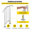 VEVOR Outdoor Stair Railing, Alloy Metal Hand Railing, Fit 1 or 2 Steps Flexible Transitional Handrail, Black Outdoor Stair Rail W/ Installation Kit, Step Handrail for Concrete or Wooden Stairs