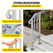 VEVOR Outdoor Stair Railing, Alloy Metal Hand Railing, Fit 1 or 2 Steps Flexible Transitional Handrail, Black Outdoor Stair Rail W/ Installation Kit, Step Handrail for Concrete or Wooden Stairs
