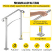 VEVOR Outdoor Stair Railing, Fit 2 or 3 Steps Alloy Metal Handrailing, Front Porch Flexible Transitional Handrail, Arch Step Rail With Installation Kit, for Concrete or Wooden Stairs, Silver