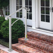 VEVOR Outdoor Stair Railing, Fit 2 or 3 Steps Alloy Metal Handrailing, Front Porch Flexible Transitional Handrail, Arch Step Rail With Installation Kit, for Concrete or Wooden Stairs, Silver