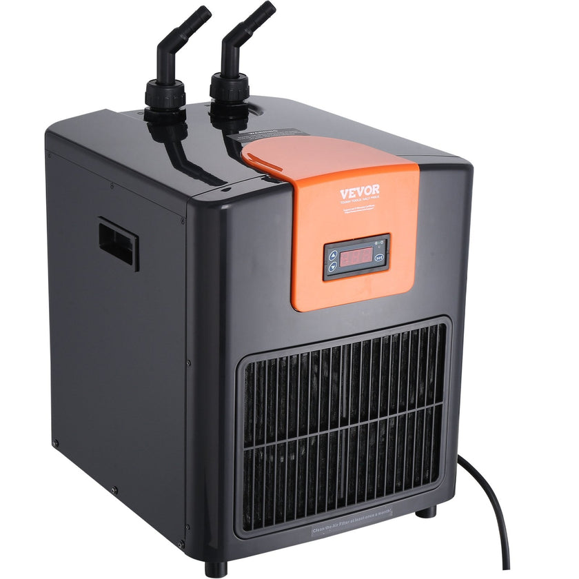 VEVOR Aquarium Chiller, 92 Gal 348 L, 1/4 HP Hydroponic Water Chiller, Quiet Refrigeration Compressor for Seawater and Fresh Water, Fish Tank Cooling System with Pump/Hose, for Jellyfish, Coral Reef