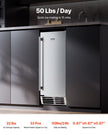 VEVOR Undercounter Built-in Ice Maker 50 Lbs/Day Reversible Door Outdoor Use