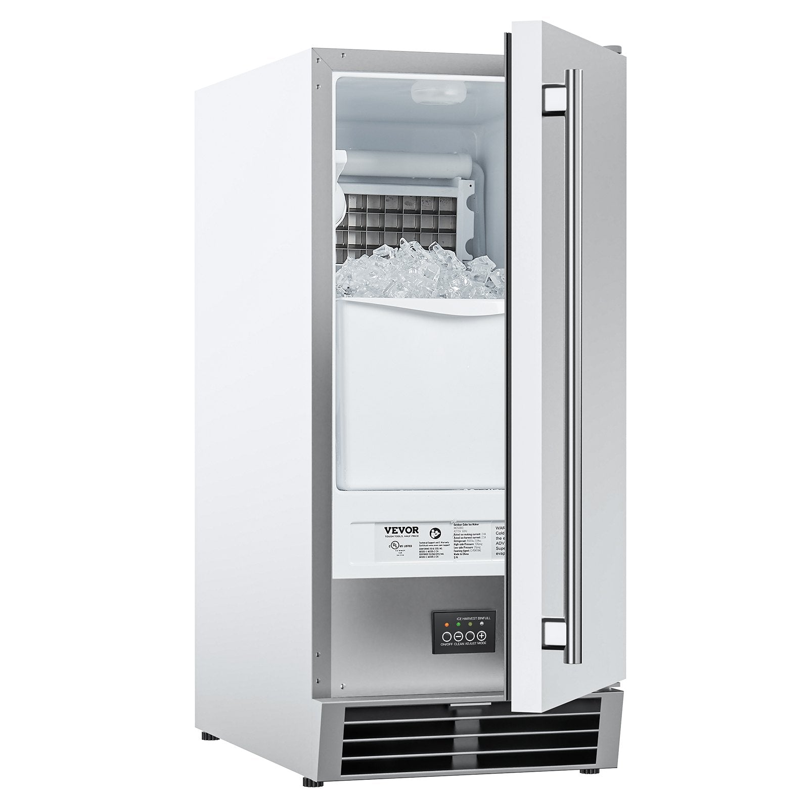 VEVOR Undercounter Built-in Ice Maker 50 Lbs/Day Reversible Door Outdoor Use