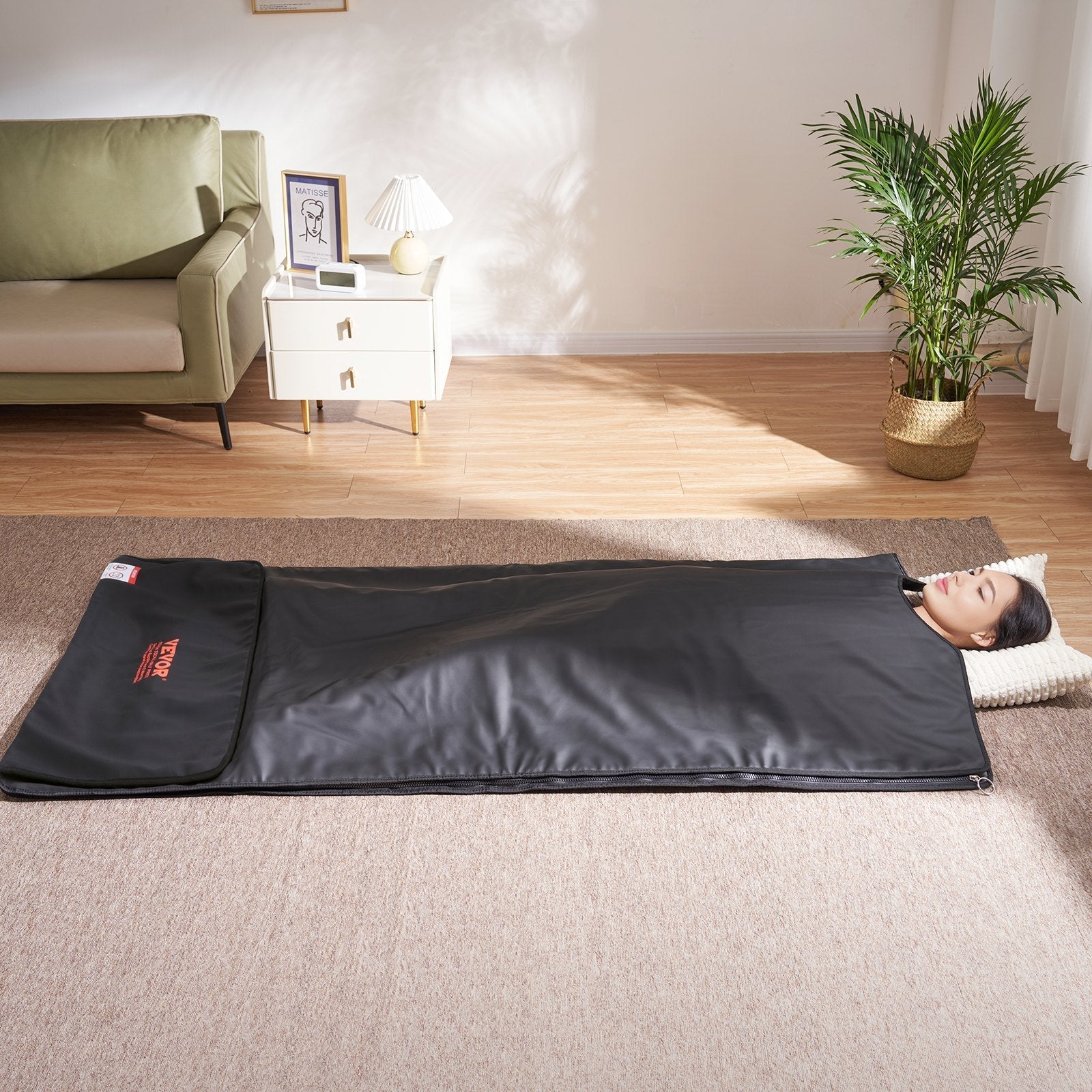 VEVOR Sauna Blanket for Detoxification, Portable Far Infrared Sauna for Home, PU Sauna Bag w/  Therapy Stones & Carbon Fiber Heating, 1-6 Level Adjustable Temp 95-185?, 1-60 Minutes Timer, 75 x 35in