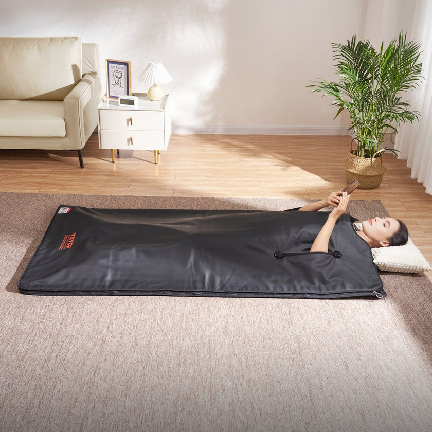 VEVOR Sauna Blanket for Detoxification, Portable Far Infrared Sauna for Home with Arm Holes for Comfort, 1-6 Level Adjustable Temprature Rannge 95-185?, 1-60 Minutes Timer, Carbon Fiber Heating