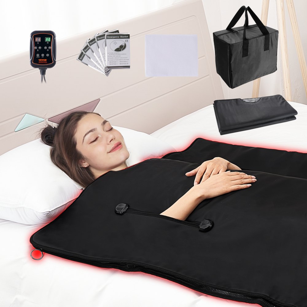 VEVOR Sauna Blanket for Detoxification, Portable Far Infrared Sauna for Home with Arm Holes for Comfort, 1-6 Level Adjustable Temprature Rannge 95-185?, 1-60 Minutes Timer, Carbon Fiber Heating