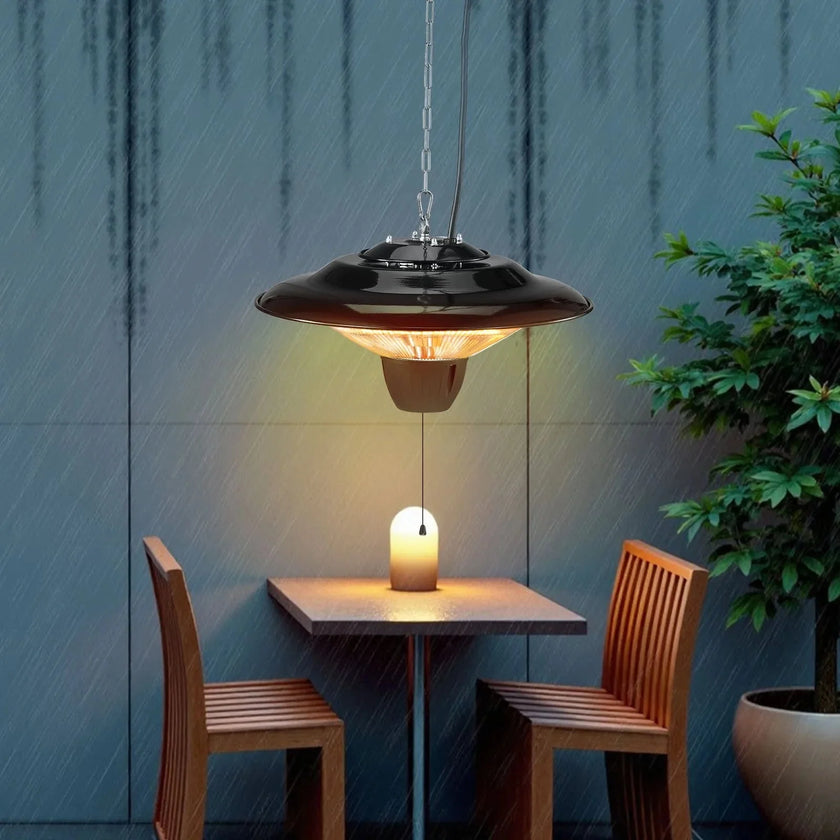VEVOR Hanging Patio Heater, 1500W Electric Space Infrared Heater, IP34 Protection with 23.6 inch Pull Cord & Adjustable Chain, for Porch,Patio,Dining Room,Studio Outdoor/Indoor