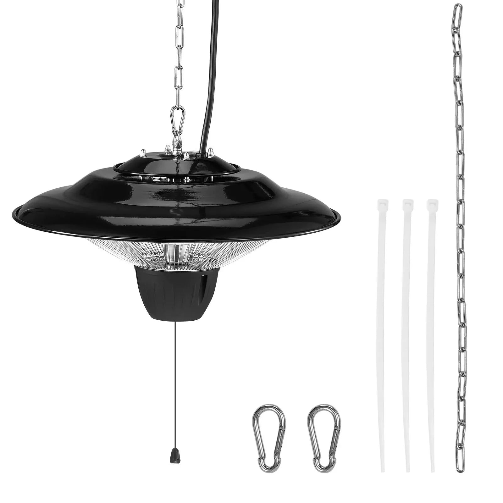 VEVOR Hanging Patio Heater, 1500W Electric Space Infrared Heater, IP34 Protection with 23.6 inch Pull Cord & Adjustable Chain, for Porch,Patio,Dining Room,Studio Outdoor/Indoor