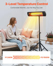 VEVOR Infrared Heater, 1500W Electric Space Heater with Remote Control, LED Screen w/ 3 Speeds & Timer, Outdoor/Outdoor for Patio,Porch,Dining Room,Studio