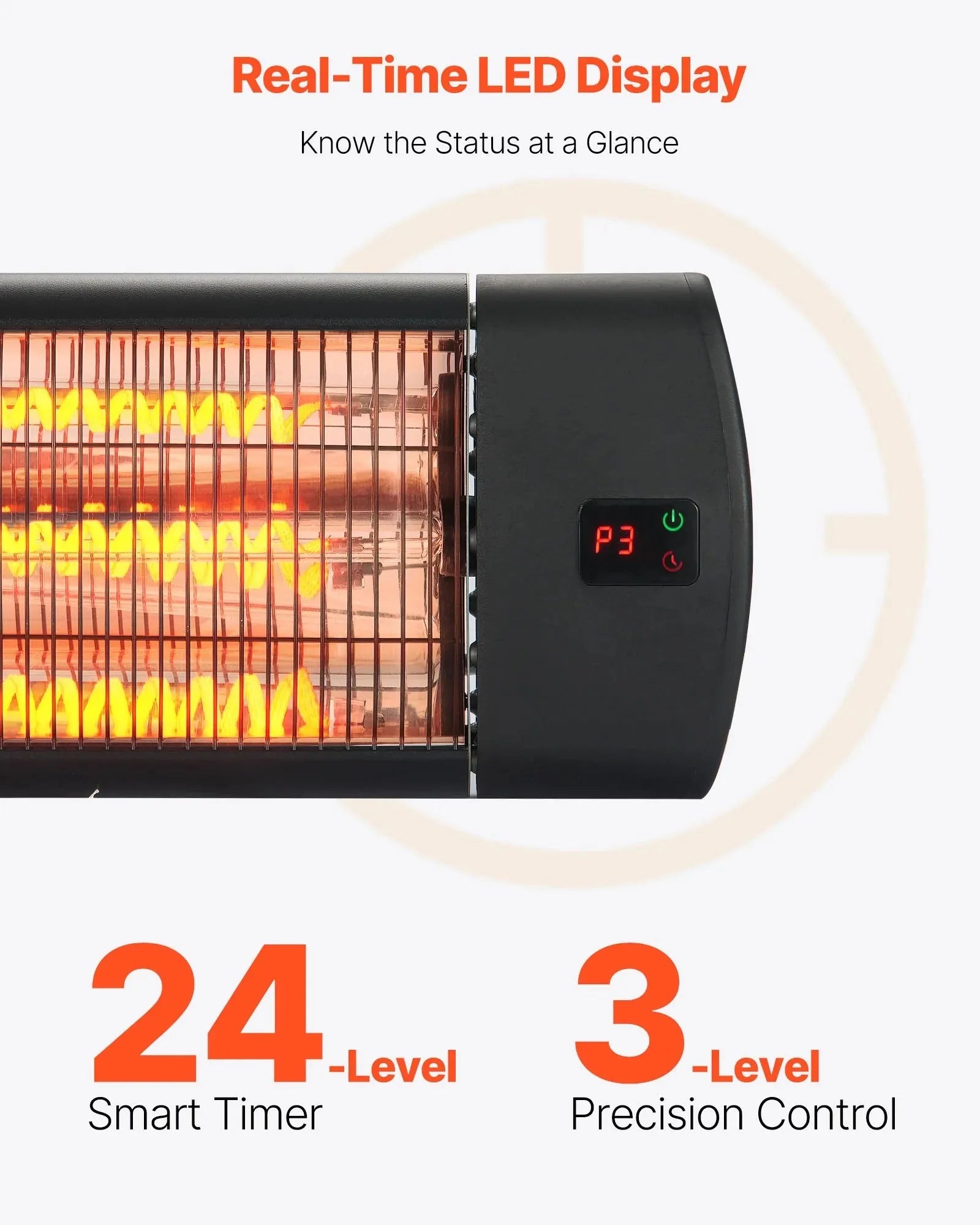 VEVOR Infrared Heater, 1500W Electric Space Heater with Remote Control, LED Screen w/ 3 Speeds & Timer, Outdoor/Outdoor for Patio,Porch,Dining Room,Studio