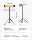 VEVOR Infrared Heater, 1500W Electric Space Heater with Remote Control, LED Screen w/ 3 Speeds & Timer, Outdoor/Outdoor for Patio,Porch,Dining Room,Studio