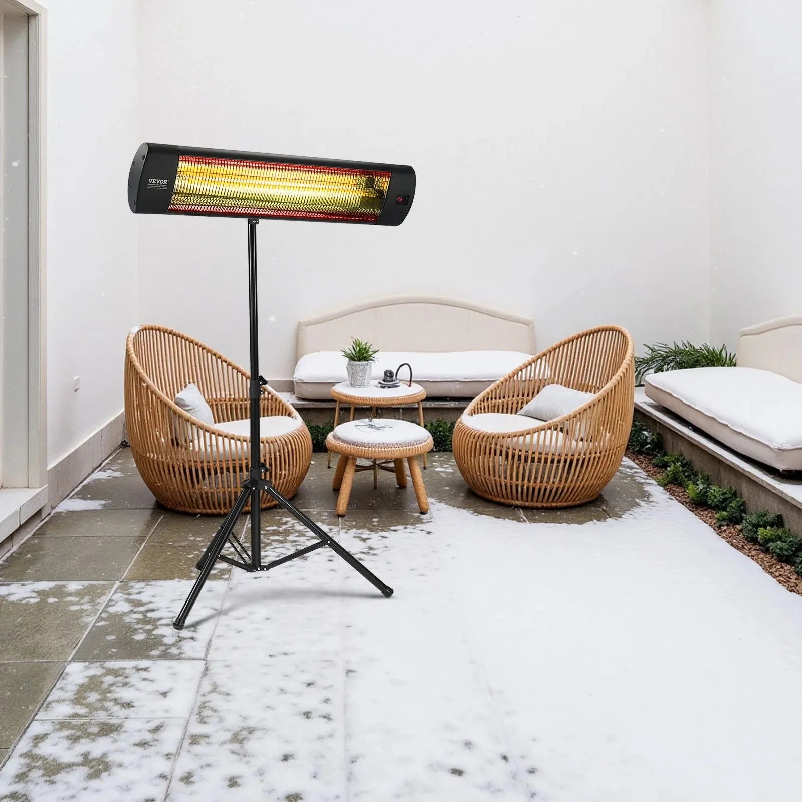 VEVOR Infrared Heater, 1500W Electric Space Heater with Remote Control, LED Screen w/ 3 Speeds & Timer, Outdoor/Outdoor for Patio,Porch,Dining Room,Studio