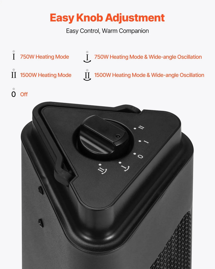 VEVOR Infrared Heater, 1500W Electric Space Heater with Remote Control & 3 Speeds & 24H Timer & Multiple Security Protections, Indoor/Outdoor for Bedroom,Studio,Porch,Dining Room,Studio