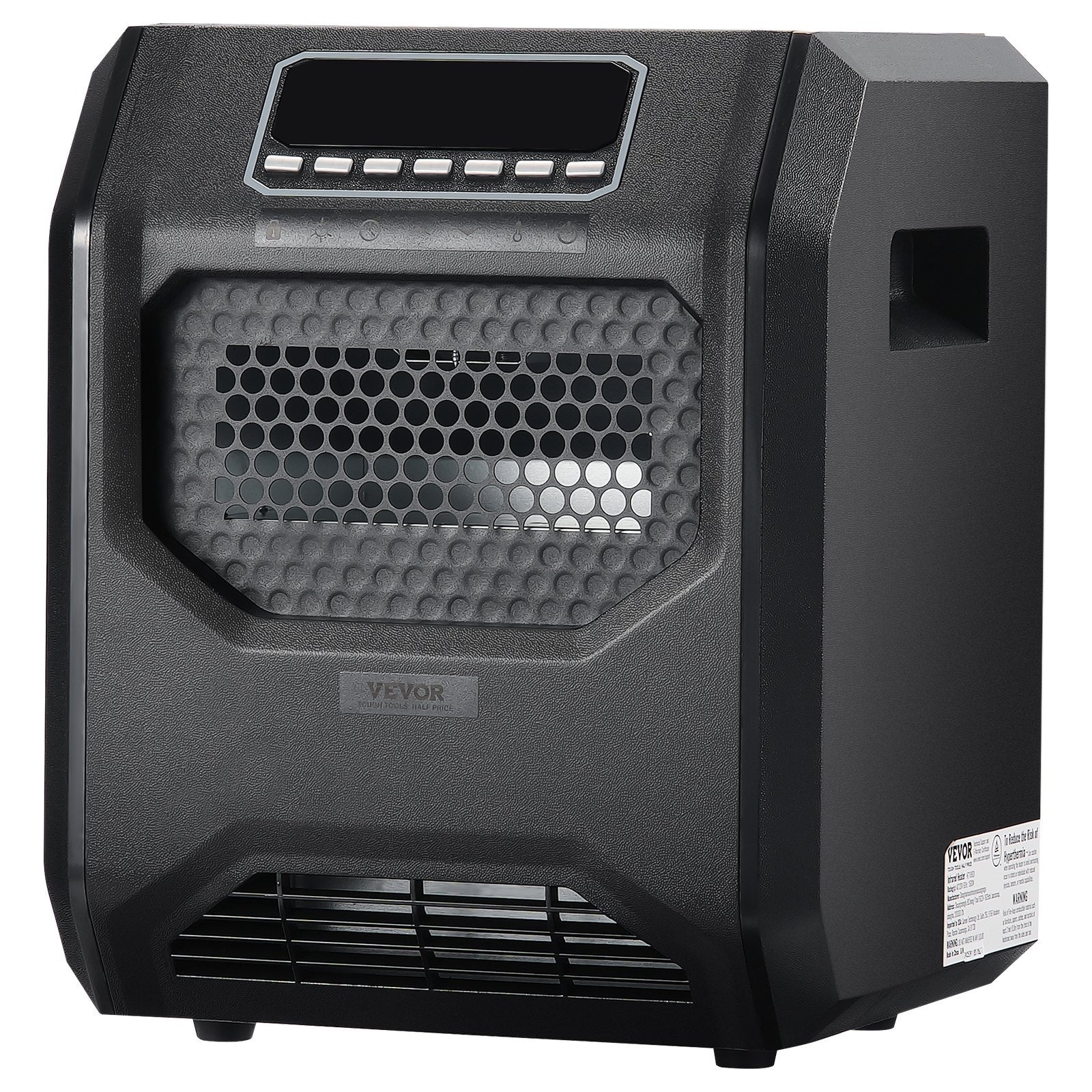 VEVOR Infrared Heater 1500W Electric Space Heater Remote Control 3 Speeds ABS