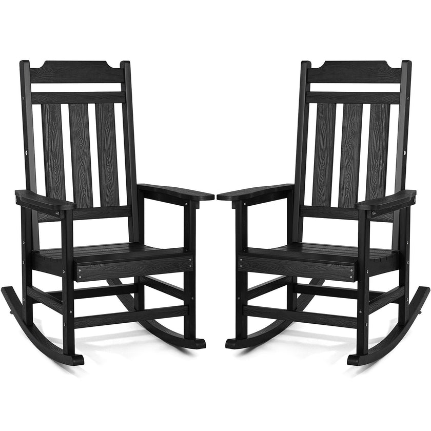 VEVOR Porch Rocker HIPS Outdoor Rocking Chair High Back 2 pcs 400 lbs Weight