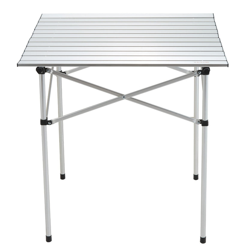 VEVOR Folding Camping Table, Outdoor Portable Side Tables, Lightweight Fold Up Table, Aluminum Ultra Compact Work Table with Carry Bag, For Cooking, Beach, Picnic, Travel, 24x16 inch, Silver