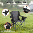 VEVOR Camping Folding Chair for Adults, Portable Heavy Duty Outdoor Quad Lumbar Back Padded Arm Chairs with Side Pockets, Cup Holder and Cooler Bag for Beach, Lawn, Picnic, Fishing, Backpacking, Black