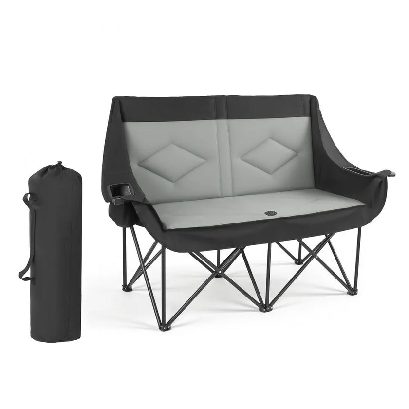 Double Camping Chair – Oversized Two-Person Folding Camp Chair with 660 lb Capacity, Cup Holders & Carry Bag