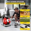 VEVOR 50FTx1/2Inch Drain Cleaner Machine Electric Drain Auger with 4 Cutter & Foot Switch Drain Cleaner Machine Sewer Snake Drill Drain Auger Cleaner for 2