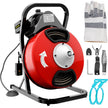 VEVOR 50FTx1/2Inch Drain Cleaner Machine Electric Drain Auger with 4 Cutter & Foot Switch Drain Cleaner Machine Sewer Snake Drill Drain Auger Cleaner for 2