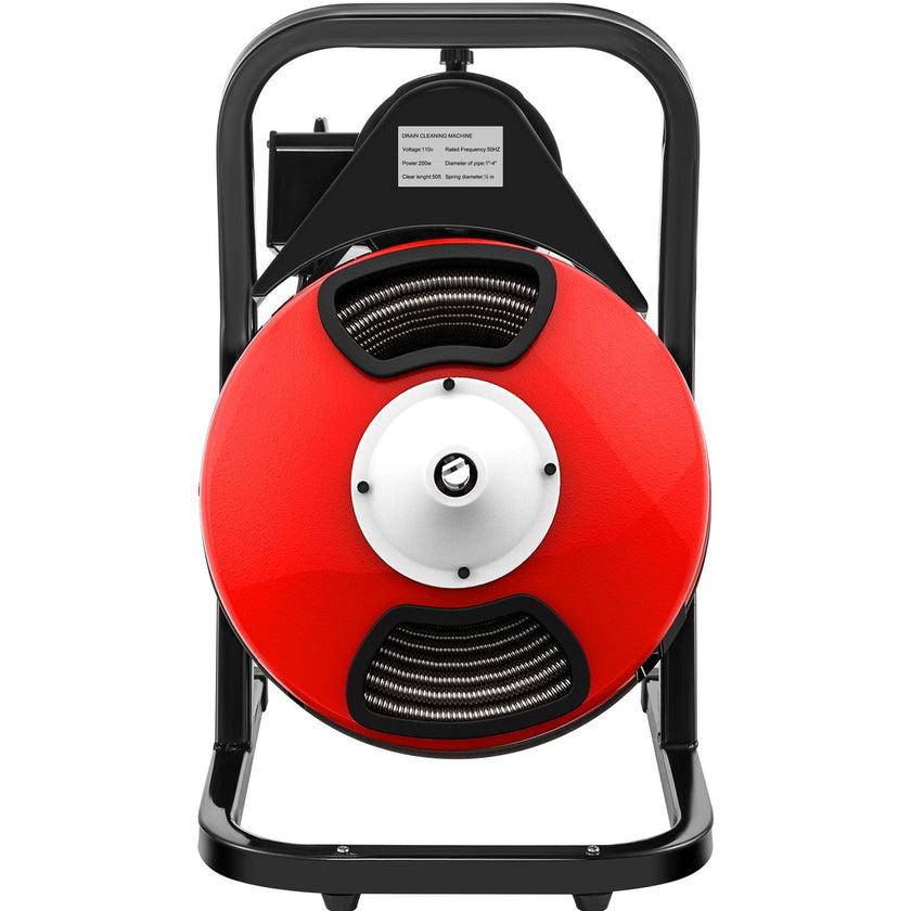 VEVOR 50FTx1/2Inch Drain Cleaner Machine Electric Drain Auger with 4 Cutter & Foot Switch Drain Cleaner Machine Sewer Snake Drill Drain Auger Cleaner for 2