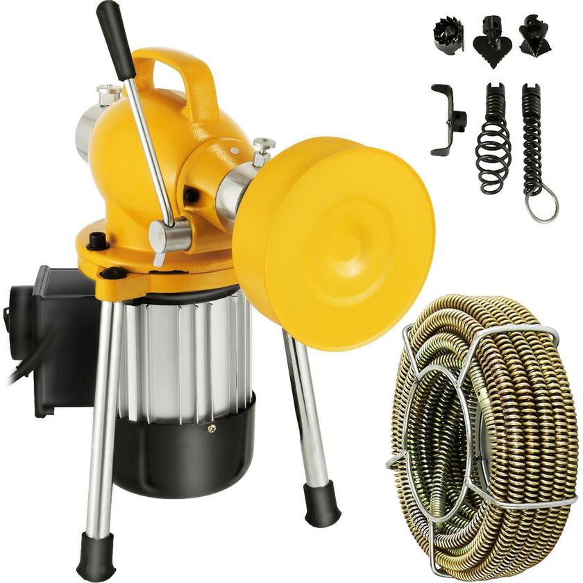 VEVOR Drain Cleaner Machine, 66Ft x2/3Inch Electric Drain Auger with 2 Cables for 3/4\