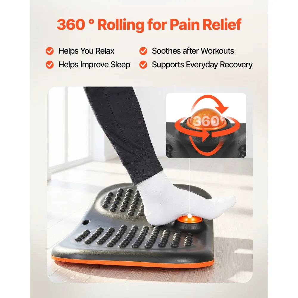 VEVOR Wooden Balance Board Trainer for Adults, Curved Wobble Board for Core Strength, Balance Training, Yoga & Standing Desk Exercise, 441 lb Capacity, Black & Orange