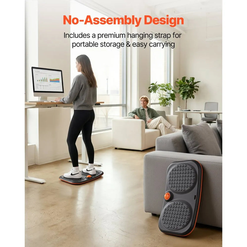 VEVOR Wooden Balance Board Trainer for Adults, Curved Wobble Board for Core Strength, Balance Training, Yoga & Standing Desk Exercise, 441 lb Capacity, Black & Orange