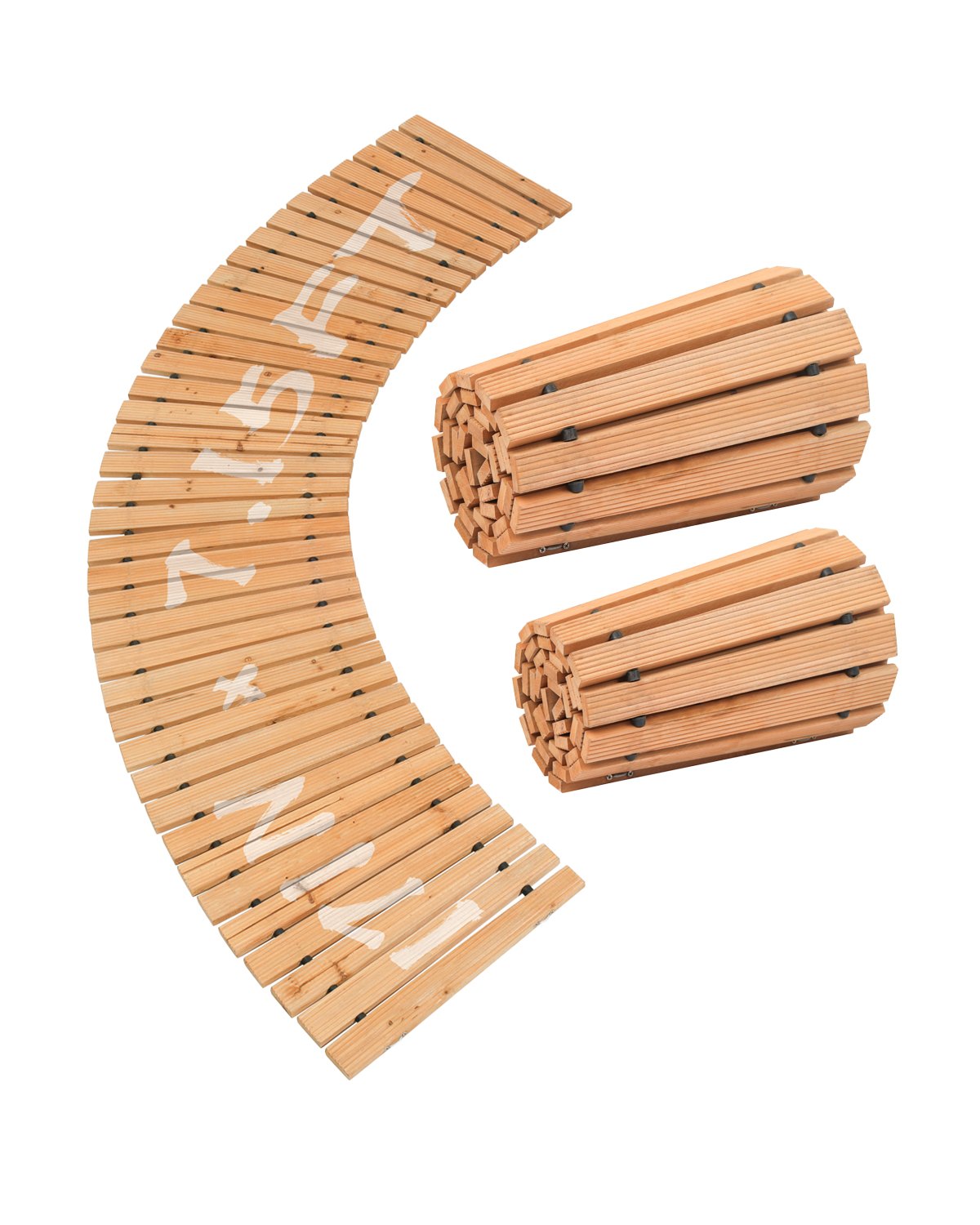 VEVOR 7 ft L x 17 in W Curved Wooden Garden Pathway Roll Out Garden Walkway