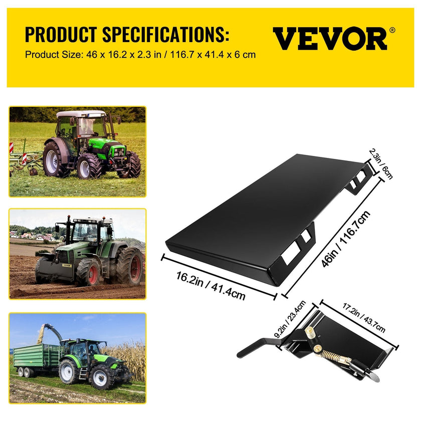 VEVOR Skid Steer Quick Attachment Plate & Conversion Adapter Latch Box 1/4