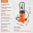 VEVOR Grease Pump, 3 Gallon 12L, Air Operated Grease Pump with 13 ft High Pressure Hose and Grease Gun, Pneumatic Grease Bucket Pump with Wheels, Portable Lubrication Grease Pump 50:1 Pressure Ratio