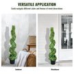 VEVOR Artificial Topiaries Boxwood Trees, 4ft Tall (2 Pieces) Faux Topiary Plant Outdoor, All-year Green Feaux Plant w/ Replaceable Leaves for Decorative Indoor/Outdoor/Garden