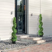VEVOR Artificial Topiaries Boxwood Trees, 4ft Tall (2 Pieces) Faux Topiary Plant Outdoor, All-year Green Feaux Plant w/ Replaceable Leaves for Decorative Indoor/Outdoor/Garden