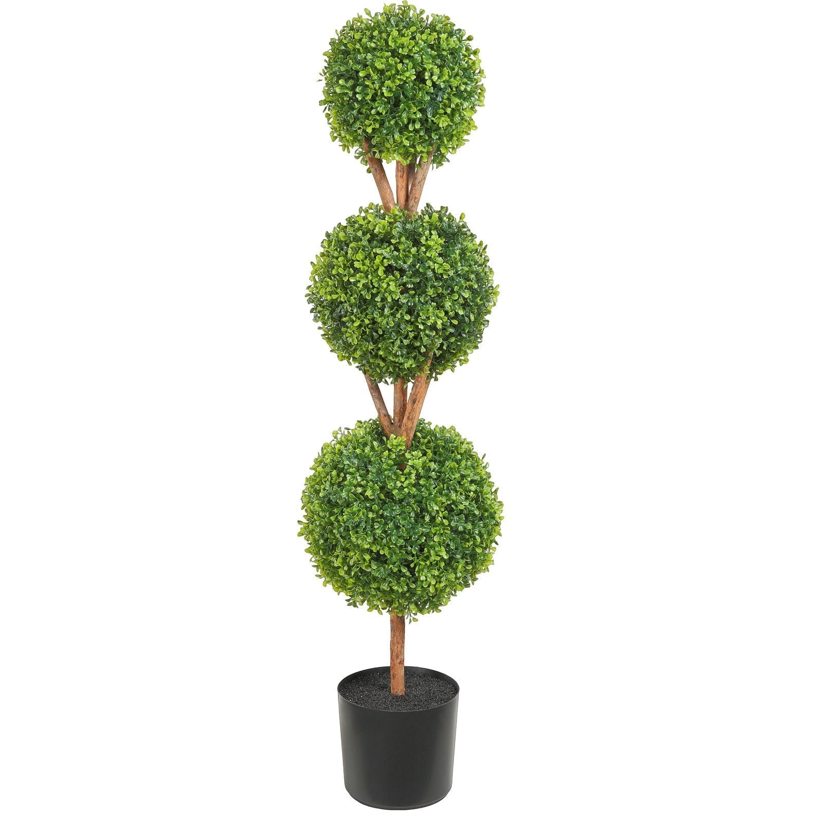 VEVOR Artificial Topiaries Boxwood Trees, 48 inch Tall (2 Pieces), 3 Ball-Shape Faux Topiaries Plant with Planters, Green Feaux Plant w/ Replaceable Leaves & Port for Decorative Indoor/Outdoor/Garden