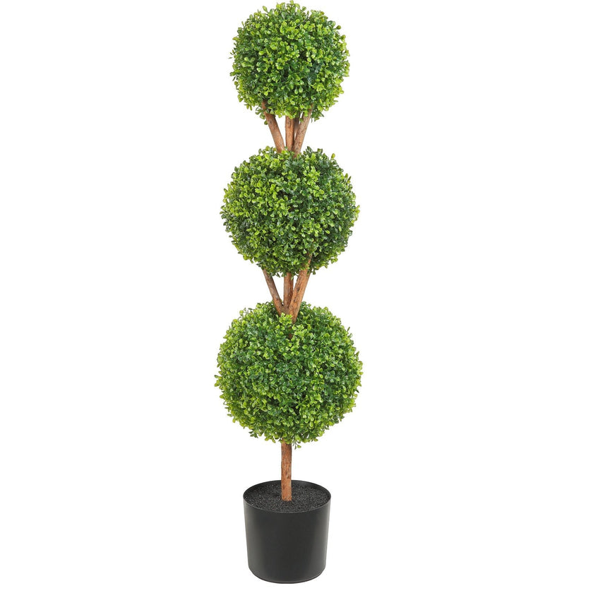 VEVOR Artificial Topiaries Boxwood Trees, 48 inch Tall (2 Pieces), 3 Ball-Shape Faux Topiaries Plant with Planters, Green Feaux Plant w/ Replaceable Leaves & Port for Decorative Indoor/Outdoor/Garden