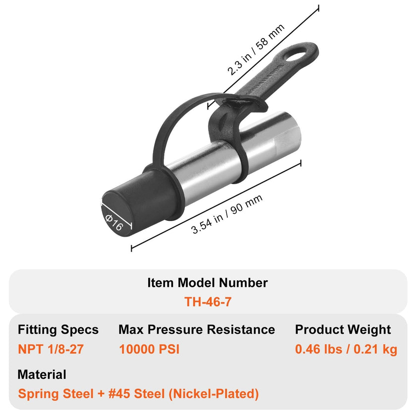 VEVOR Grease Gun Coupler, 10000 PSI High Pressure, 3-Jaw Locking, Quick Release Grease Gun Tip with Hose/Zerk Fittings Cleaner/Leak-Proof Cap, Compatible with All Grease Guns 1/8
