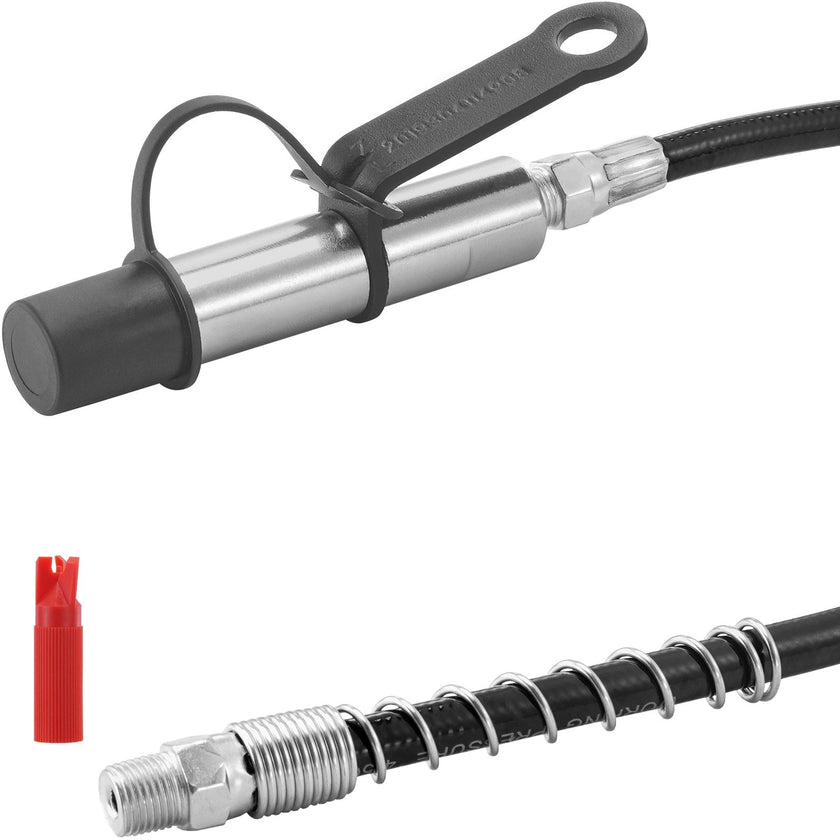 VEVOR Grease Gun Coupler, 10000 PSI High Pressure, 3-Jaw Locking, Quick Release Grease Gun Tip with Hose/Zerk Fittings Cleaner/Leak-Proof Cap, Compatible with All Grease Guns 1/8