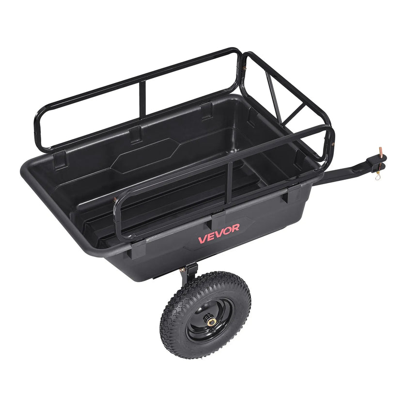 VEVOR Dump Trailer 500 lbs 10 Cu. Ft Tow Behind Plastic Garden ATV Trailer Cart