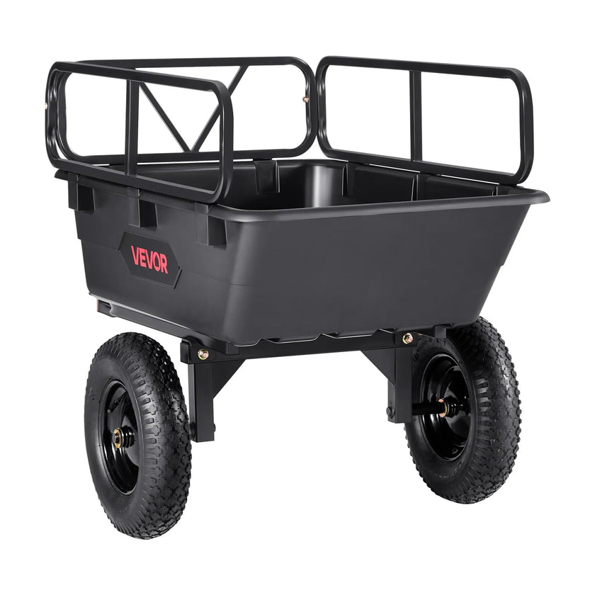 VEVOR Dump Trailer 500 lbs 10 Cu. Ft Tow Behind Plastic Garden ATV Trailer Cart