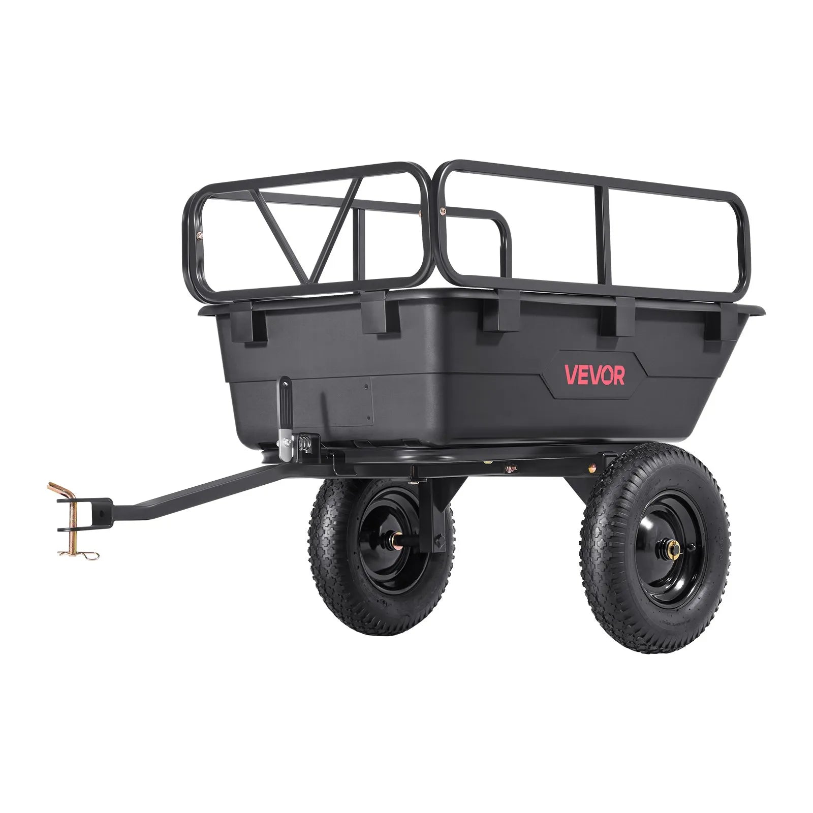 VEVOR Dump Trailer 500 lbs 10 Cu. Ft Tow Behind Plastic Garden ATV Trailer Cart