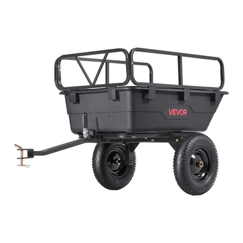 VEVOR Dump Trailer 500 lbs 10 Cu. Ft Tow Behind Plastic Garden ATV Trailer Cart