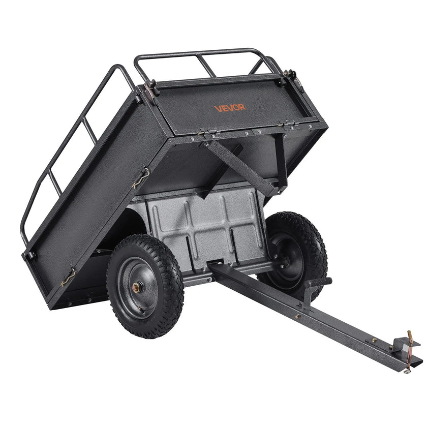 VEVOR Steel Dump Cart 10 Cu. Ft 500LB for ATV/UTV Trailer Tow Behind Heavy Duty
