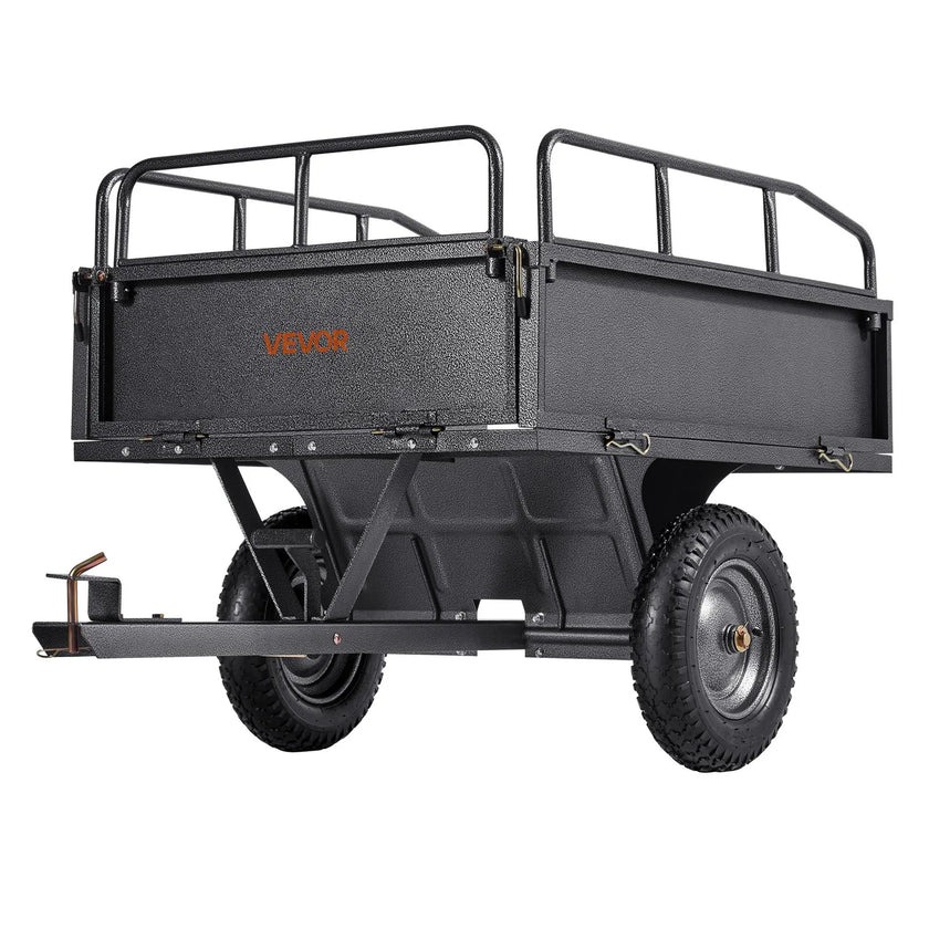 VEVOR Steel Dump Cart 10 Cu. Ft 500LB for ATV/UTV Trailer Tow Behind Heavy Duty