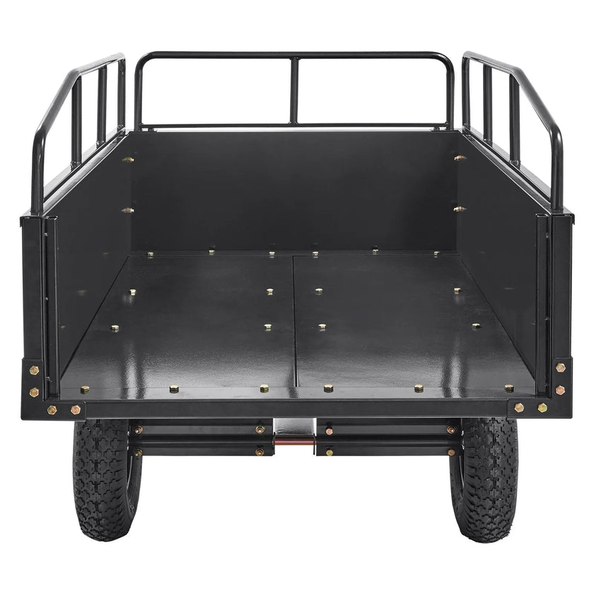 VEVOR ATV Trailer Heavy Duty Steel Dump Cart Tow Behind, 750 lbs 15 Cubic Feet, Garden Utility Trailer Yard Trailers with Removable Sides for Riding Lawn Mower Tractor