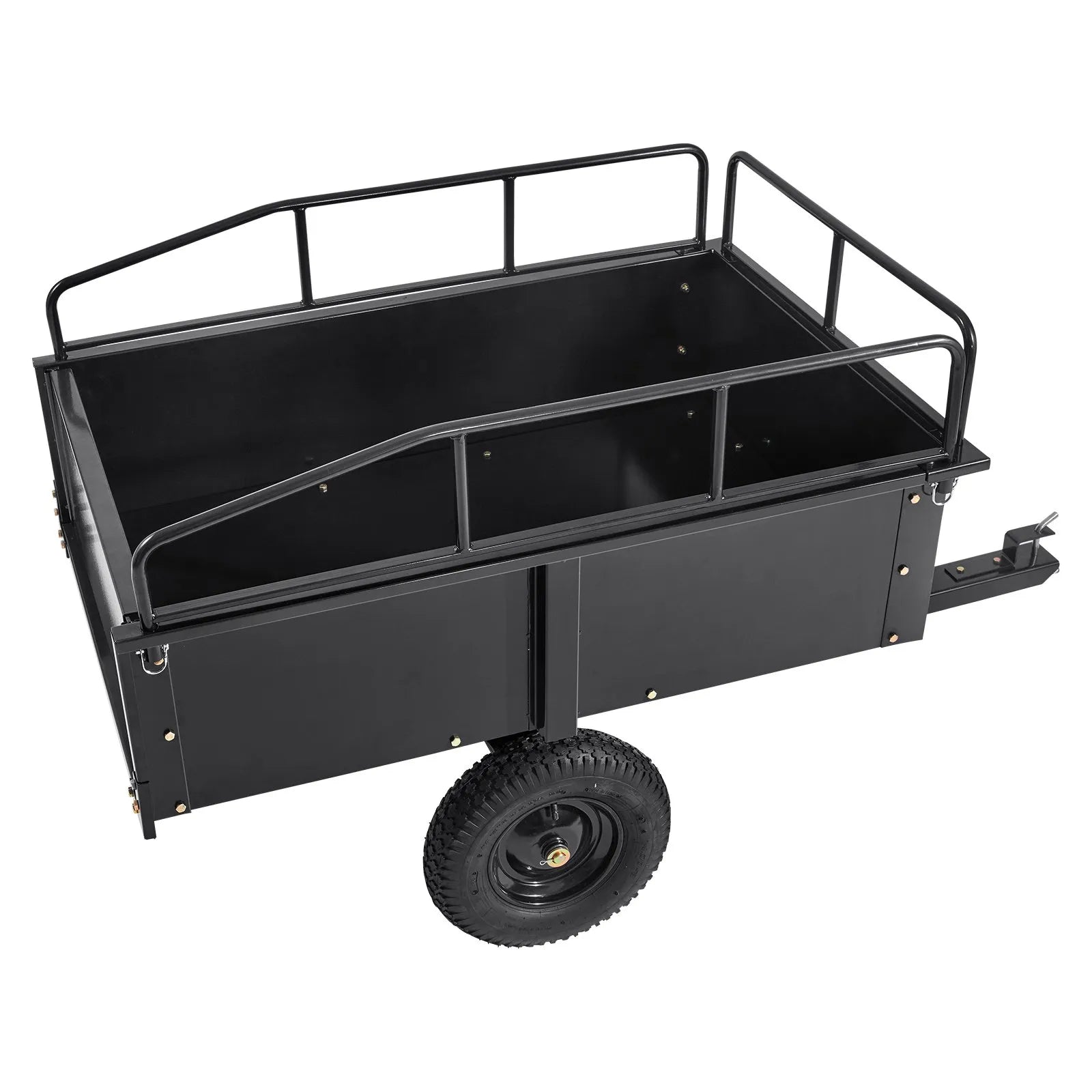 VEVOR ATV Trailer Heavy Duty Steel Dump Cart Tow Behind, 750 lbs 15 Cubic Feet, Garden Utility Trailer Yard Trailers with Removable Sides for Riding Lawn Mower Tractor