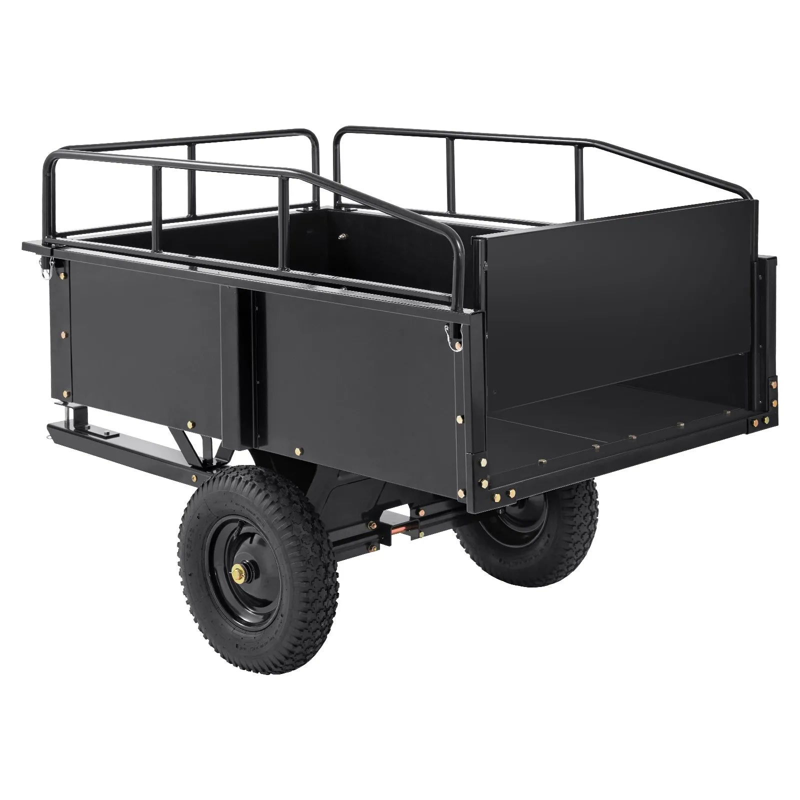 VEVOR ATV Trailer Heavy Duty Steel Dump Cart Tow Behind, 750 lbs 15 Cubic Feet, Garden Utility Trailer Yard Trailers with Removable Sides for Riding Lawn Mower Tractor