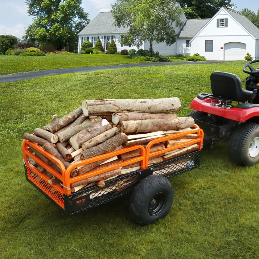 VEVOR Heavy Duty Steel ATV Dump Trailer, 1500-Pound Load Capacity 15 Cubic Feet, with Removable Sides and 2 Tires, Tow Behind Dump Cart Garden Trailer, for Mowers, Tractors, ATV, UTV