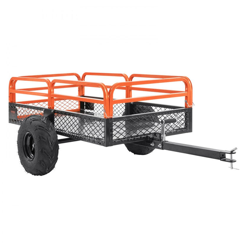 VEVOR Heavy Duty Steel ATV Dump Trailer, 1500-Pound Load Capacity 15 Cubic Feet, with Removable Sides and 2 Tires, Tow Behind Dump Cart Garden Trailer, for Mowers, Tractors, ATV, UTV