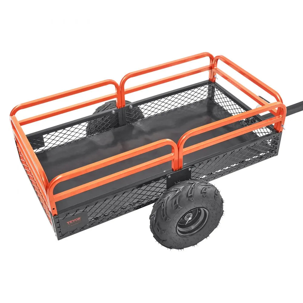 VEVOR Heavy Duty Steel ATV Dump Trailer, 1500-Pound Load Capacity 15 Cubic Feet, with Removable Sides and 2 Tires, Tow Behind Dump Cart Garden Trailer, for Mowers, Tractors, ATV, UTV