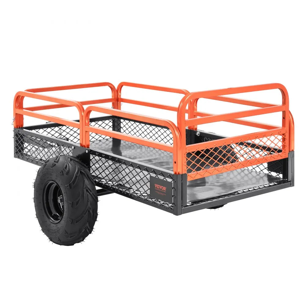 VEVOR Heavy Duty Steel ATV Dump Trailer, 1500-Pound Load Capacity 15 Cubic Feet, with Removable Sides and 2 Tires, Tow Behind Dump Cart Garden Trailer, for Mowers, Tractors, ATV, UTV